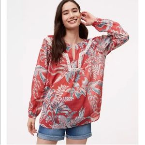 Loft | Botanical print blouse boho shirt size medium petite